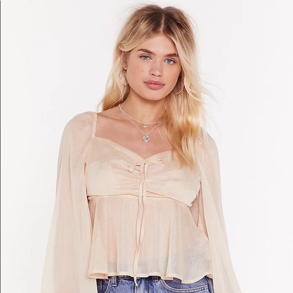 Nasty Gal Metallic Floaty Blouse (size 8) - Picture 1 of 6